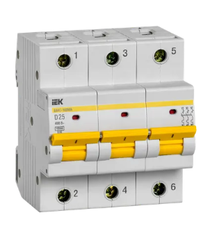 Фотография товара 'IEK Автоматический выключатель ВА47-100МА без теплового расцепителя 3P 25А 10кА D, MVA43-3-025-D'