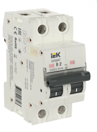 Фотография товара 'IEK ARMAT Автоматический выключатель M10N 2P B 2А AR-M10N-2-B002'