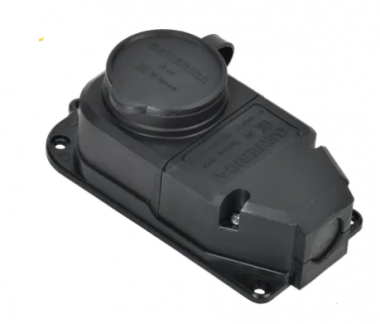 Фотография товара 'IEK Розетка (колодка) с защитной крышкой 16А IP44 каучук черная ERK10-016-01-44-K02-G'