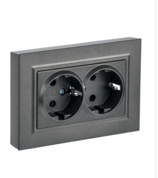 Фотография товара 'IEK BRITE Розетка 2-местная с заземлением без защитных шторок 16А в сборе РС12-3-БрТБ темная бронза BR-R21-16-K45-F'