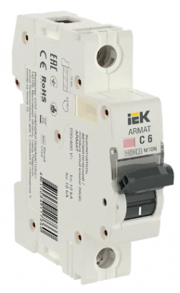 Фотография товара 'IEK ARMAT Автоматический выключатель M10N 1P C 6А AR-M10N-1-C006'