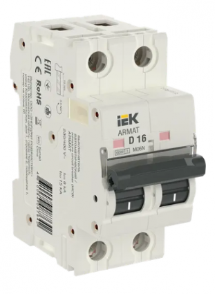 Фотография товара 'IEK ARMAT Автоматический выключатель M06N 2P D 16А AR-M06N-2-D016'
