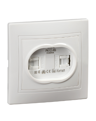 Фотография товара 'IEK KVARTA Розетка 2-местная компьютерная РК12-КБ белый KV-K20-K01'