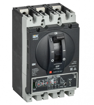 Фотография товара 'IEK ARMAT Автоматический выключатель в литом корпусе 3P типоразмер D 50кА 160А AR-MCCB-3D-050-0160A-ELPC'
