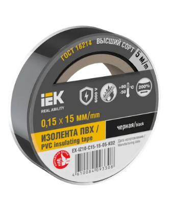 Фотография товара 'IEK MIXTAPE 7Изолента 0,15х15мм черная 5м EX-IZ10-C15-15-05-K02'