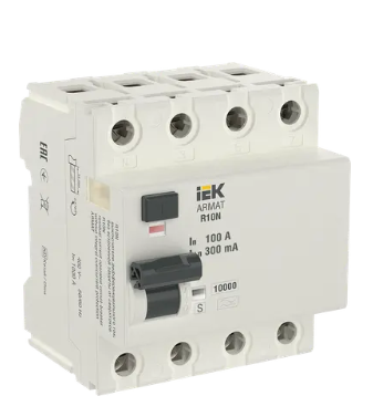 Фотография товара 'IEK ARMAT Выключатель дифференциального тока R10N 4P 100А 300мА тип AC, AR-R10N-4-100C300'