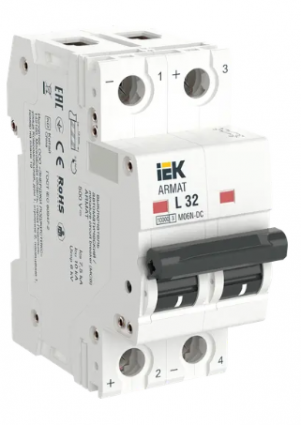 Фотография товара 'IEK ARMAT Автоматический выключатель M06N-DC 2P L 32А, AR-M06N-2-L032DC'