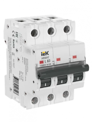 Фотография товара 'IEK ARMAT Автоматический выключатель M10N 3P L 63А AR-M10N-3-L063'