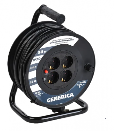 Фотография товара 'IEK  Катушка УК30 с термозащитой 4 места 2P+PE/30м 3х1,5мм2 WKP20-16-04-30-G'