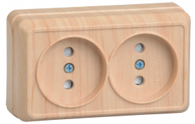 Фотография товара 'IEK Розетка 2-местная для открытой установки РСш22-2-ОС без заземляющего контакта с защитной шторкой 10А ОКТАВА, ERO23-K03-10-DC'