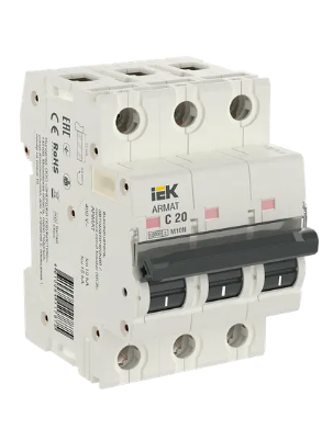 Фотография товара 'IEK ARMAT Автоматический выключатель M10N 3P C 20А AR-M10N-3-C020'