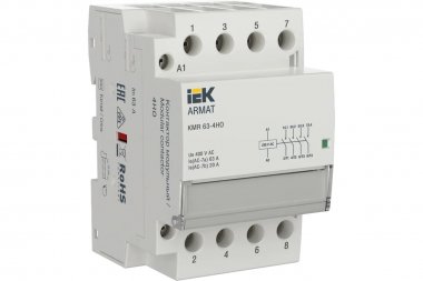 Фотография товара 'IEK AR-KMR10-063-40-230 ARMAT Контактор модульный KMR 63А 230В AC 4НО'
