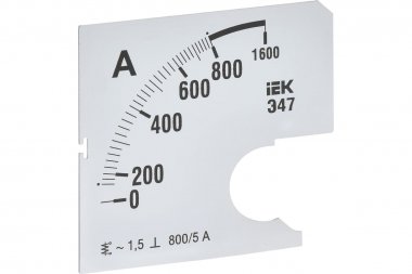 Фотография товара 'IEK IPA10D-SC-0800 Шкала смен. для амперметра Э47 800/5А-1,5 72х72мм'