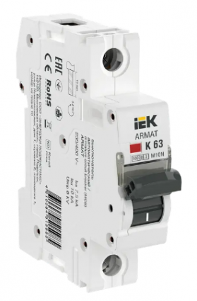Фотография товара 'IEK ARMAT Автоматический выключатель M10N 1P K 63А AR-M10N-1-K063'