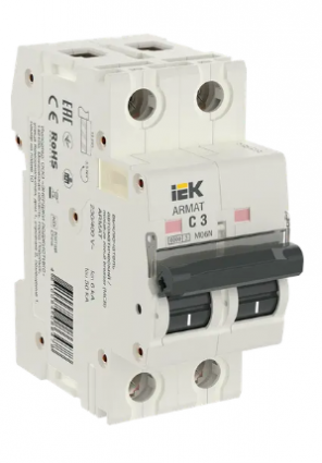 Фотография товара 'IEK ARMAT Автоматический выключатель M06N 2P C 3А, AR-M06N-2-C003'