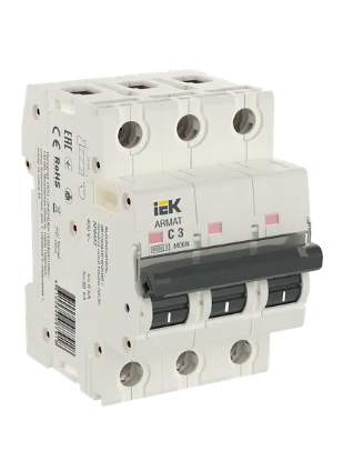 Фотография товара 'IEK ARMAT Автоматический выключатель M06N 3P C 3А AR-M06N-3-C003'