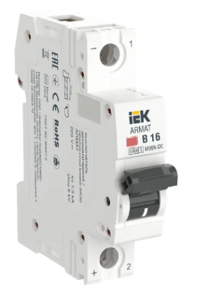 Фотография товара 'IEK ARMAT Автоматический выключатель M06N-DC 1P B 16А AR-M06N-1-B016DC'