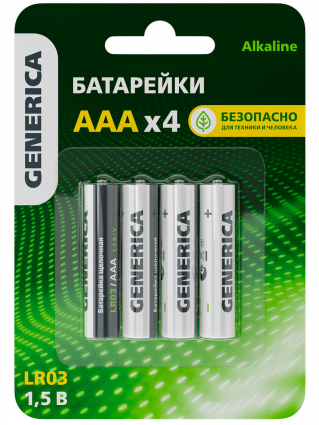 Фотография товара 'IEK ABT-LR03-ST-L04-G Батарейка щелоч. Alkaline LR03/AAA'