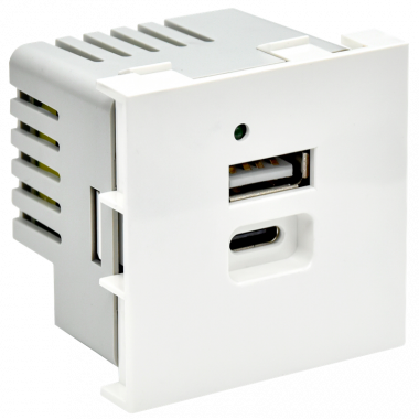 Фотография товара 'IEK PR-KK40D-RU-0-2-AC-K01 PRIMER РКЮ-25-40-П Розетка USB A+C 4,2А (2 мод.)'