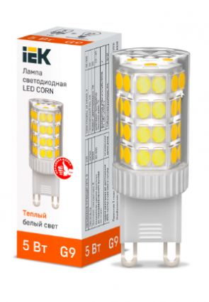 Фотография товара 'IEK Лампа светодиодная CORN капсула 5Вт 230В 3000К керамика G9 LLE-CORN-5-230-30-G9'