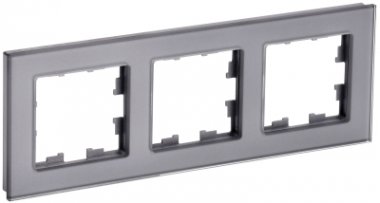 Фотография товара 'IEK BRITE Рамка 3 -местная РУ-3-2-БрСе стекло серый BR-M32-G-K03'