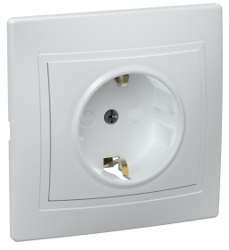 Фотография товара 'IEK Розетка 1-местная РСш10-3-КБ с заземляющим контактом с защитной шторкой 16А керамика КВАРТА, ERK14-K01-16-K'