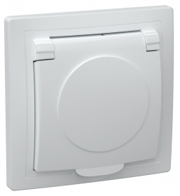 Фотография товара 'IEK Розетка 1-местная РСб10-3-КБ с заземляющим контактом с крышкой 16А КВАРТА, ERK15-K01-16-DM'