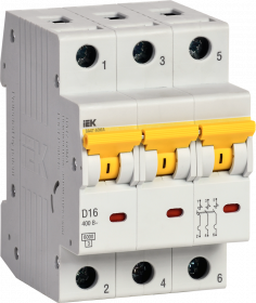 Фотография товара 'IEK Выключатель автоматический ВА47-60МА без теплового расцепителя 3P 16А 6кА D, MVA33-3-016-D'