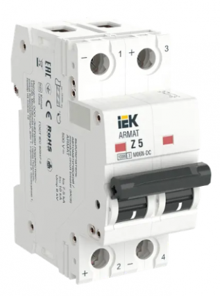 Фотография товара 'IEK ARMAT Автоматический выключатель M06N-DC 2P Z 5А, AR-M06N-2-Z005DC'