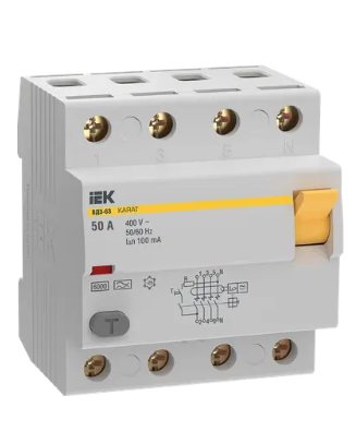 Фотография товара 'IEK Выключатель дифференциальный (УЗО) KARAT ВД3-63 4P 50А 100мА 6кА тип A, MDV21-4-050-100'