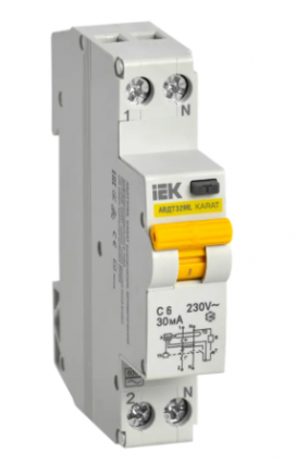 Фотография товара 'IEK Выключатель автоматический дифференциального тока АВДТ32МL C6 30мА KARAT, MVD12-1-006-C-030'