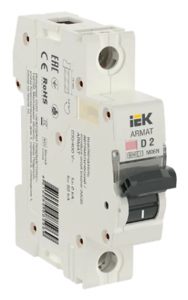 Фотография товара 'IEK ARMAT Автоматический выключатель M06N 1P D 2А AR-M06N-1-D002'