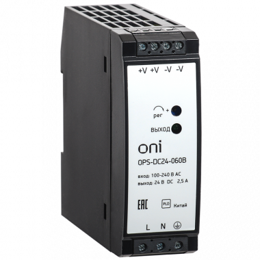 Фотография товара 'IEK OPS-DC24-060B Блок питания OPS 220В AC/24В DC 60Вт ONI'