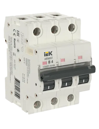 Фотография товара 'IEK ARMAT Автоматический выключатель M10N 3P B 4А AR-M10N-3-B004'