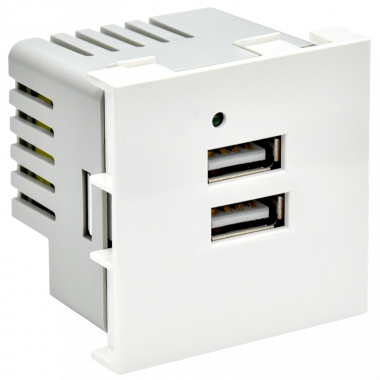 Фотография товара 'IEK PR-KK40D-RU-0-2-AA-K01 PRIMER РКЮ-23-40-П Розетка USB A+A 4,2А (2 мод.)'