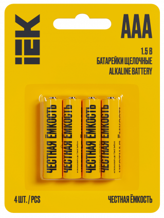 Фотография товара 'IEK ABT-LR03-OP-L04 Батарейка щелоч. Alkaline LR03/AAA'