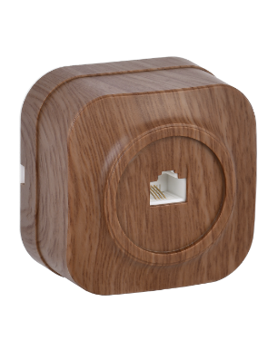 Фотография товара 'IEK Розетка одноместная для открытой установки телефонная РТ20-ХД GLORY дуб ETH10-K24'