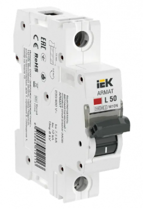 Фотография товара 'IEK ARMAT Автоматический выключатель M10N 1P L 50А AR-M10N-1-L050'
