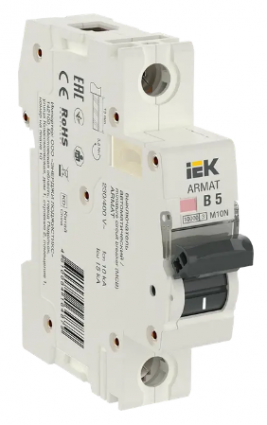 Фотография товара 'IEK ARMAT Автоматический выключатель M10N 1P B 5А AR-M10N-1-B005'
