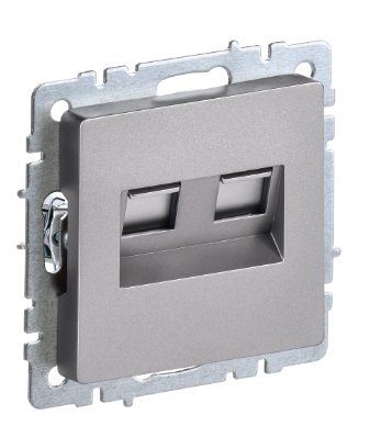 Фотография товара 'IEK BRITE Розетка двойная RJ11+RJ45 кат.5E РК/Т12-БрС сталь BR-KT20-O-1-K46'