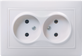 Фотография товара 'IEK Розетка 2-местная РС12-2-КБ без заземляющего контакта без защитной шторки 10А керамика КВАРТА, ERK20-K01-10-K'