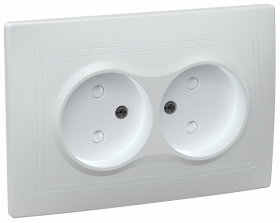 Фотография товара 'IEK Розетка 2-местная РСш12-2-КБ без заземляющего контакта с защитной шторкой 10А КВАРТА, ERK20-K01-10-DM'