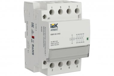 Фотография товара 'IEK AR-KMR10-063-40-048 ARMAT Контактор модульный KMR 63А 48В AC 4НО'