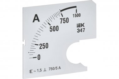 Фотография товара 'IEK IPA10D-SC-0750 Шкала смен. для амперметра Э47 750/5А-1,5 72х72мм'