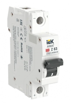 Фотография товара 'IEK ARMAT Автоматический выключатель M06N-DC 1P Z 63А, AR-M06N-1-Z063DC'