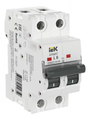 Фотография товара 'IEK ARMAT Автоматический выключатель M10N 2P L 6А AR-M10N-2-L006'