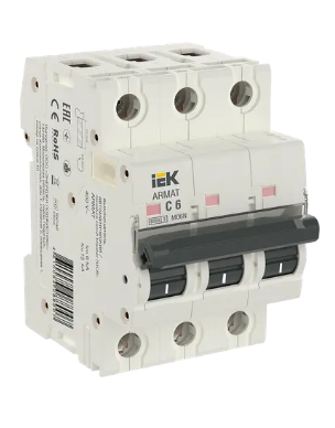 Фотография товара 'IEK ARMAT Автоматический выключатель M06N 3P C 6А AR-M06N-3-C006'