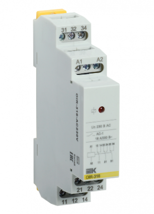 Фотография товара 'IEK Реле промежуточное модульное OIR 3 контакта 16А 230В AC OIR-316-AC230V'