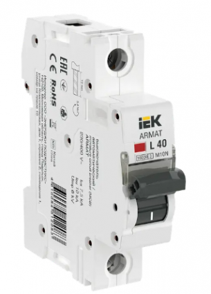 Фотография товара 'IEK ARMAT Автоматический выключатель M10N 1P L 40А AR-M10N-1-L040'