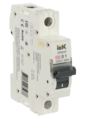 Фотография товара 'IEK ARMAT Автоматический выключатель M06N 1P D 1А AR-M06N-1-D001'